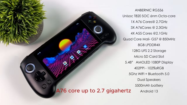 RG556 Retro Handheld Game Consoles with 128GB Card Pre-Loaded Games 4423  Android 13 System 5.48-inch AMOLED Screen Unisoc T820 Processor, Retro  Gaming 